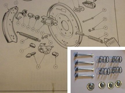 REAR BRAKE SHOE FITTING KIT (Ford Capri Mk1 Parts) (1968- 74) (Hold Down)