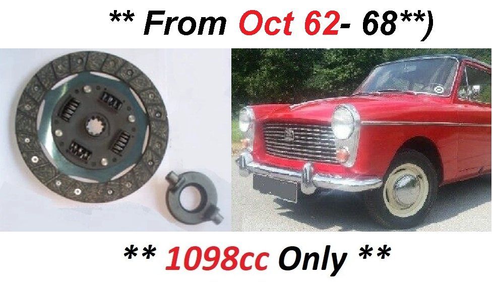 CLUTCH PLATE & RELEASE BEARING (Austin A40 Farina) (Mk2 {Late}) (1098cc) (**From Oct 62- 68**)