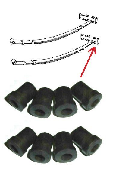 REAR SPRING EYE SHACKLE BUSHES BUSH SET x8 (Wolseley 16/60) (1961- 71)