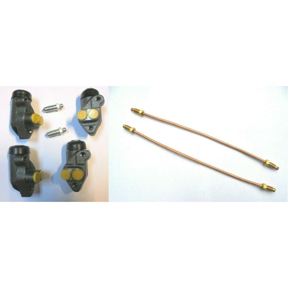 FRONT BRAKE WHEEL CYLINDERS (x4) & LINK PIPES (x2) (Hillman Imp) (1963- 76)