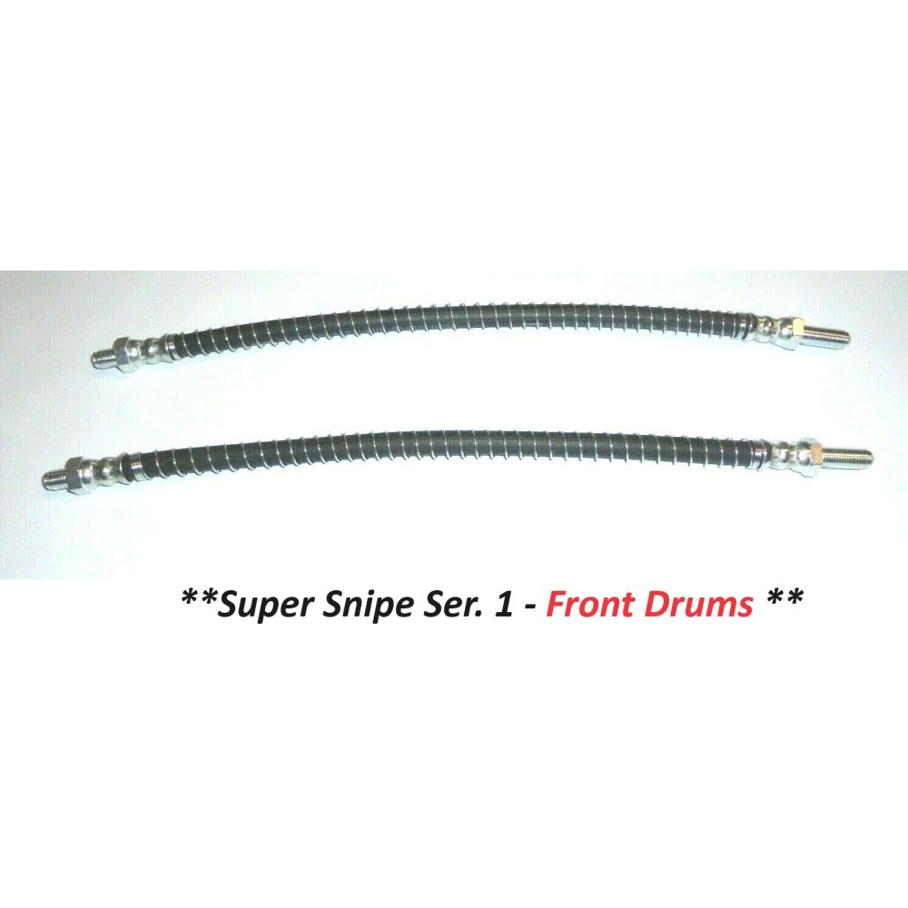 FRONT BRAKE HOSES x2 (Humber Super Snipe) (Ser.1 Only) (**FRONT DRUMS**) (1958- 58 Only)