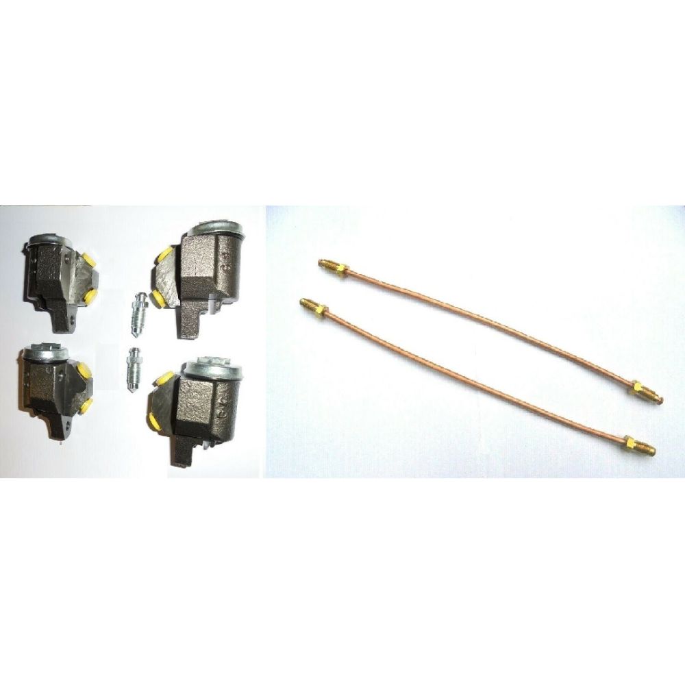 FRONT BRAKE WHEEL CYLINDERS (x4) & LINK PIPES (x2) (Austin Healey Frogeye Sprite) (1958- 61)
