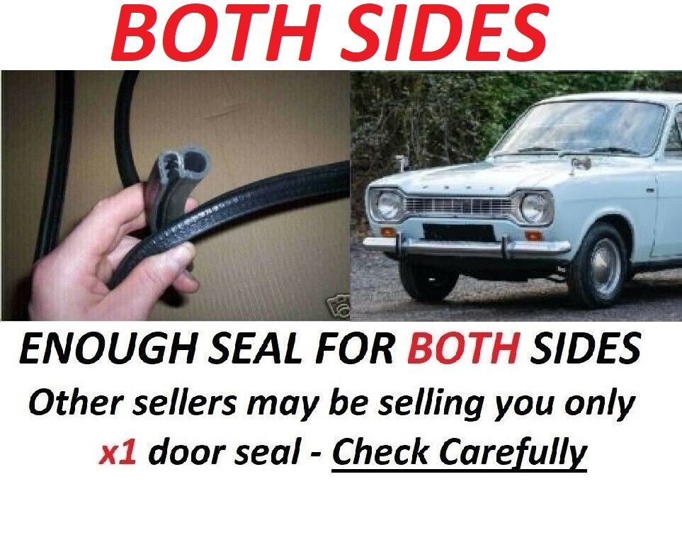 DOOR RUBBER SEALS x2 (Ford Escort Mk1) (2 Door) (1968- 74)