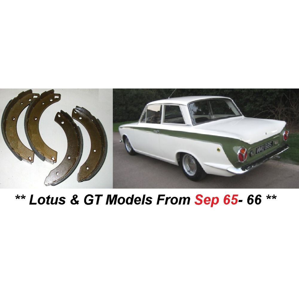 REAR BRAKE SHOES SET (Ford Cortina Mk1) (GT & Lotus) (** From Sep 65- 66**) (9 INCH DRUMS)
