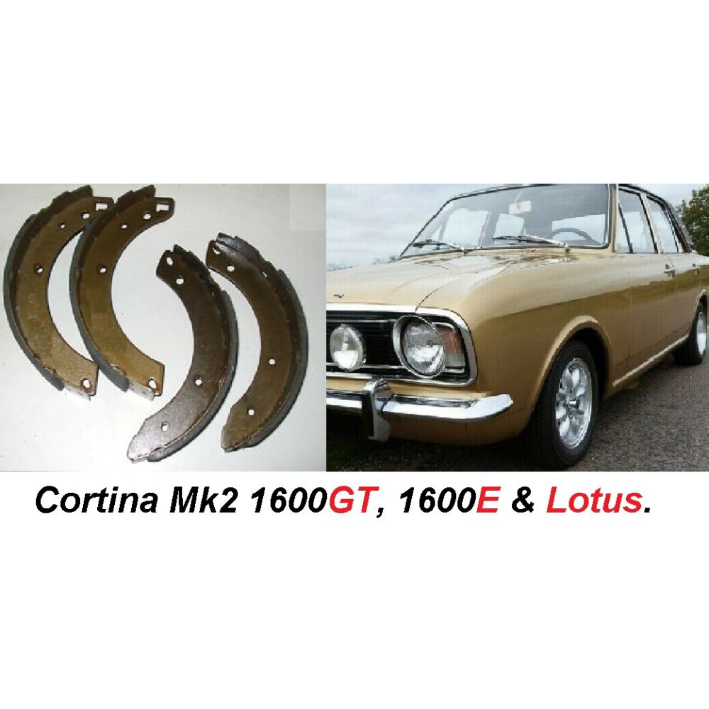 REAR BRAKE SHOES SET (Ford Cortina Mk2) (Lotus, 1600e & 1600GT) (1966- 70) (9 INCH DRUMS)