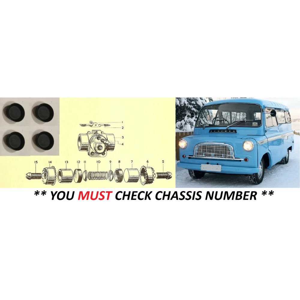 FRONT BRAKE WHEEL CYLINDER REPAIR SEALS KITS x4 (Bedford CA Van) (1 1/8") (**1952- About 1955 Only**)