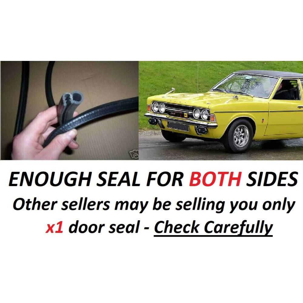 DOOR RUBBER SEALS x2 (Ford Cortina Mk3) (2 Door) (1970- 76)