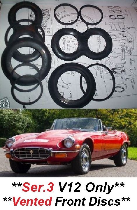 FRONT BRAKE CALIPER REPAIR SEALS KITS x2 (Jaguar E Type) (Ser.3, V12 Only) (1971- 75)