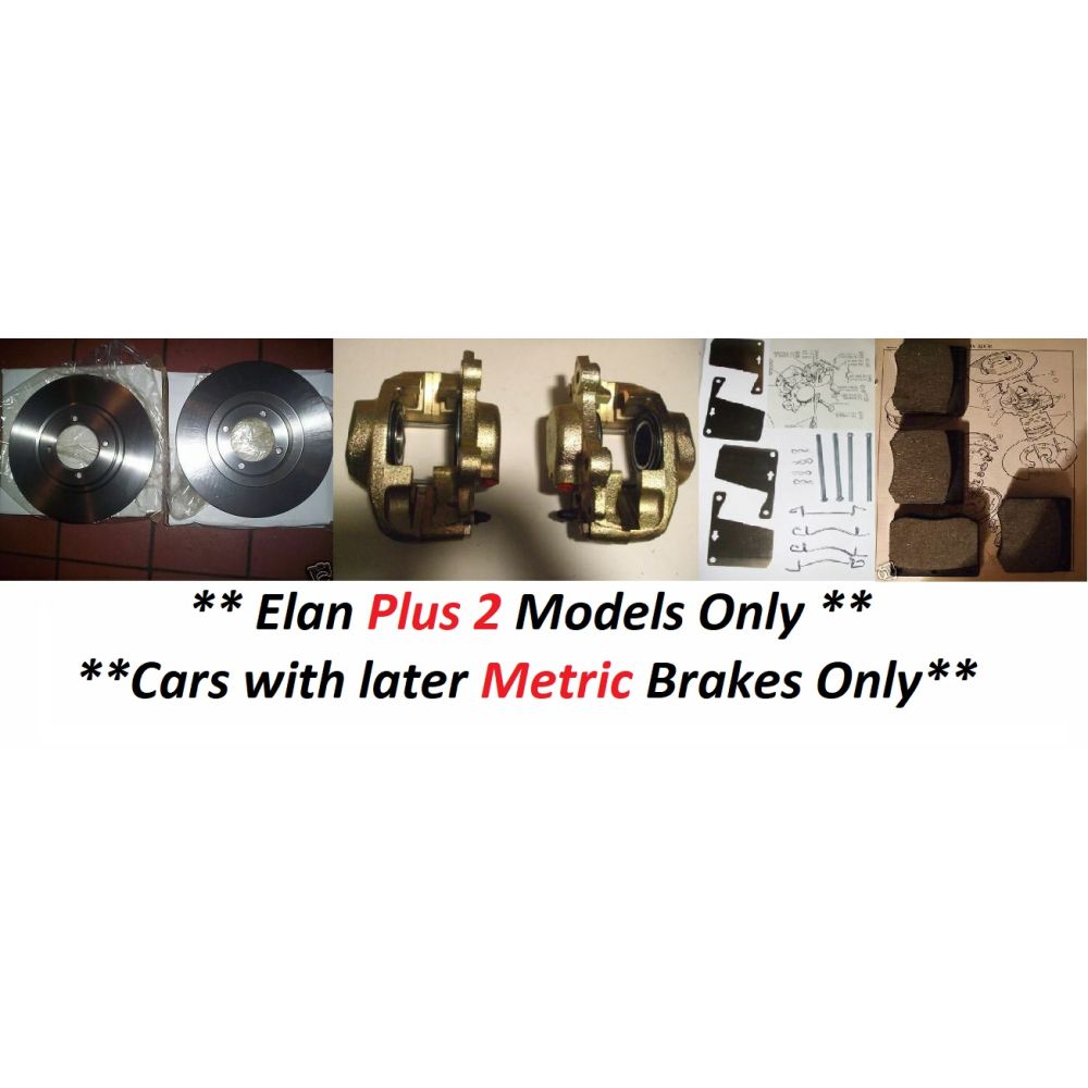 FRONT BRAKE CALIPERS / DISCS / PADS & FITTING KIT (Lotus Elan) (** Plus 2 **) (** METRIC **) (From 1971- 74)