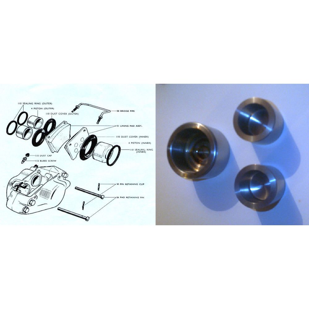 REAR BRAKE CALIPER PISTONS x3 (Maserati Bora) (117) (1971- 78)