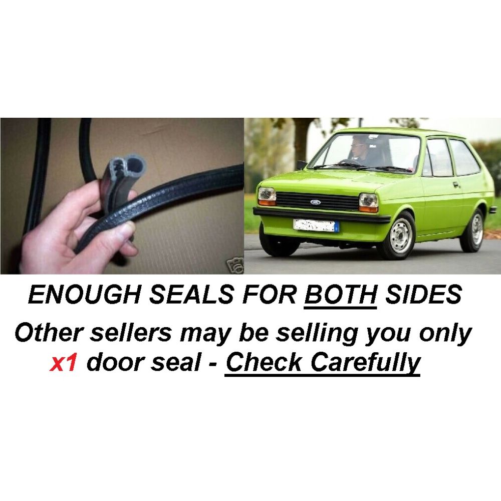 DOOR RUBBER SEALS x2 (Ford Fiesta Mk1) (1976- 83)