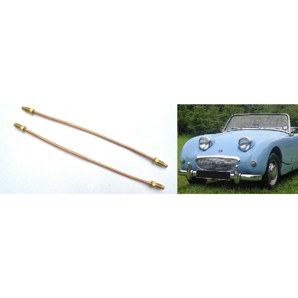 FRONT BRAKE COPPER BRIDGE LINK PIPES x2 (Austin Healey Frogeye Sprite) (1958- 61)