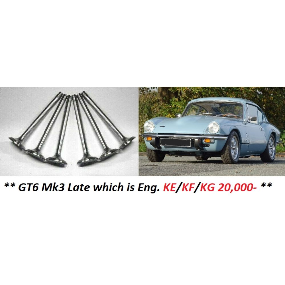 EXHAUST VALVES x6 (Triumph GT6) (Mk3 Late) (From Eng. KE/KF/KG20,000) (**From 1973- 74**)