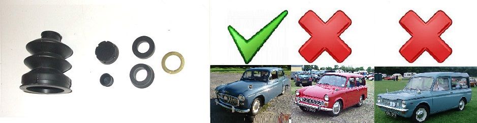 BRAKE MASTER CYLINDER REPAIR SEALS KIT (Hillman Husky Mk1 - Side Valve) (** 1954- 57 Only **)