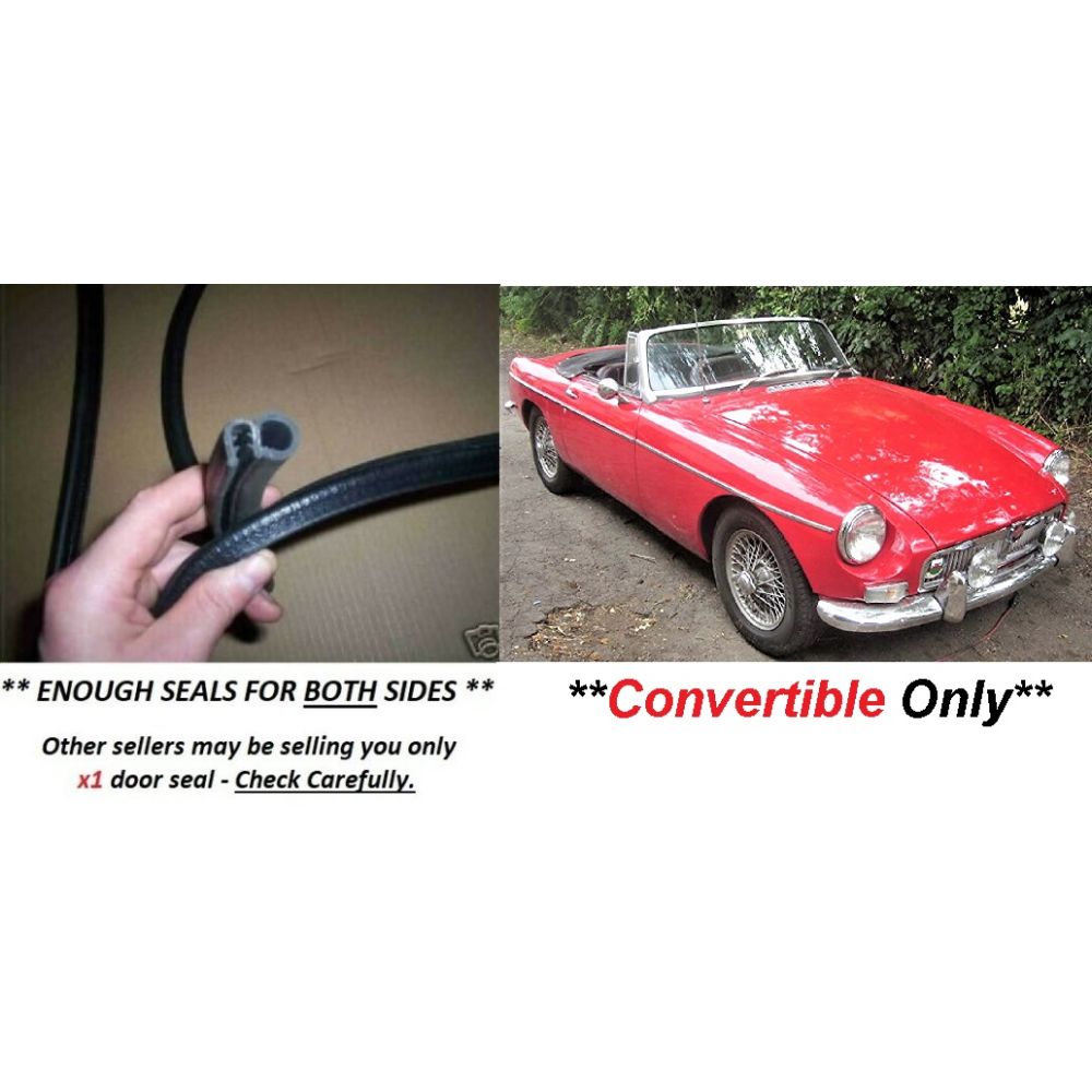 DOOR RUBBER SEALS x2 (MGB, MGC) (**Roadster Only**) (1962- 82)
