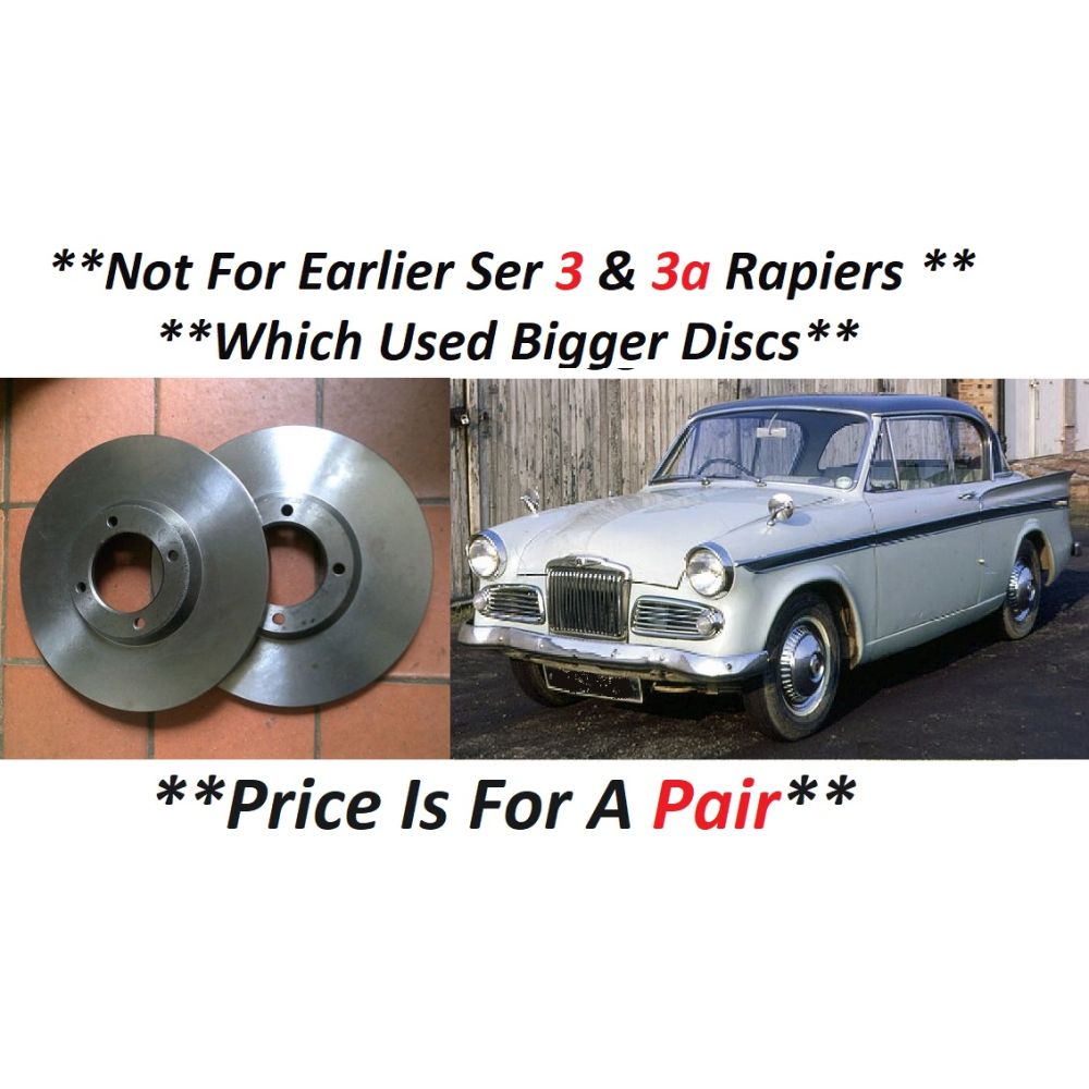 FRONT BRAKE DISCS x2 (Sunbeam Rapier) (Ser. 4 & 5) (** From 1963- 66 Only **)