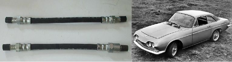 FRONT BRAKE HOSES x2 (Reliant Scimitar SE4) (2.6 Litre 'Straight Six') (**1964- Aug 66 Only**)
