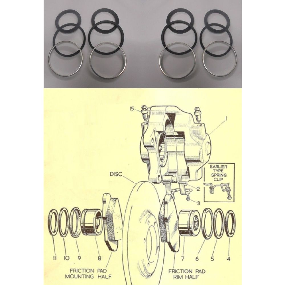 FRONT BRAKE CALIPER REPAIR SEALS KITS x2 (VDP Van Den Plas Princess) (3.0 Litre) (From 1961- 64)