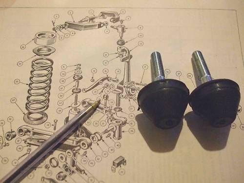 BUMP STOPS FRONT SUSPENSION x2 (Triumph TR2 TR3 TR4) (1953- 65)