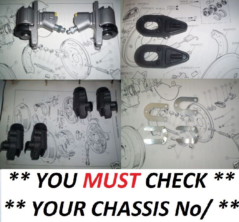 FRONT & REAR BRAKE WHEEL CYLINDERS with FITTING CLIPS & GAITERS (Standard 8 & 10) (1958- 60)
