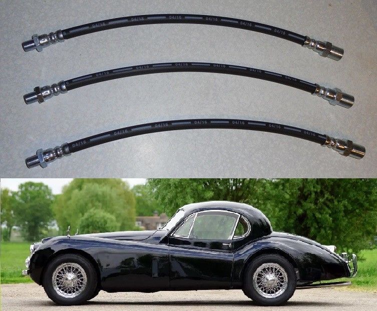 FRONT & REAR BRAKE HOSES x3 (Jaguar XK120 & XK140) (1948- 57)