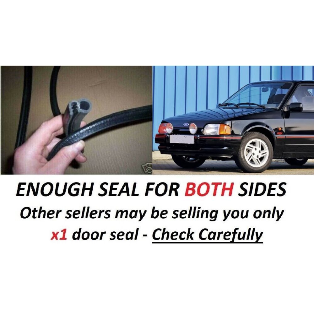 DOOR RUBBER SEALS x2 (Ford Escort Mk3 & Mk4) (1980- 90)