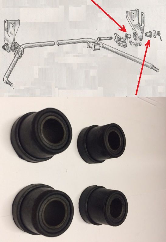FRONT ROLL BAR MOUNTING BRACKET BUSHES x4 (Ford Zephyr Zodiac Consul Mk2) (1955- 62)