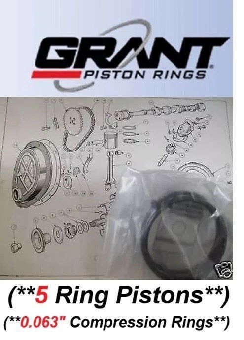 PISTON RINGS SET Std (Austin A50, A55 Cambridge) (1500cc) (5 Ring, 0.063" Comp) (1954- 59)