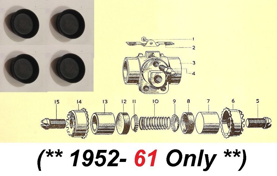 REAR BRAKE WHEEL CYLINDER REPAIR SEALS KITS x4 (Bedford CA Van) (15/16") (**1952- 1961 Only**)