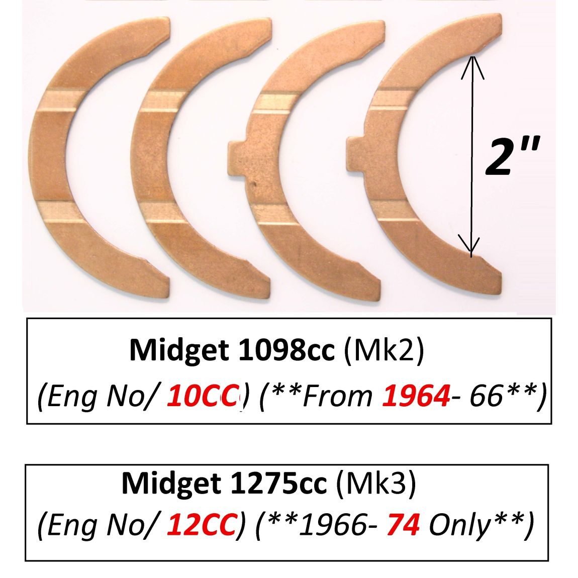 CRANKSHAFT THRUST WASHERS +005 (MG Midget) (Mk2 & Mk3) (1098cc & 1275cc) (**From 1964- 74 Only**)