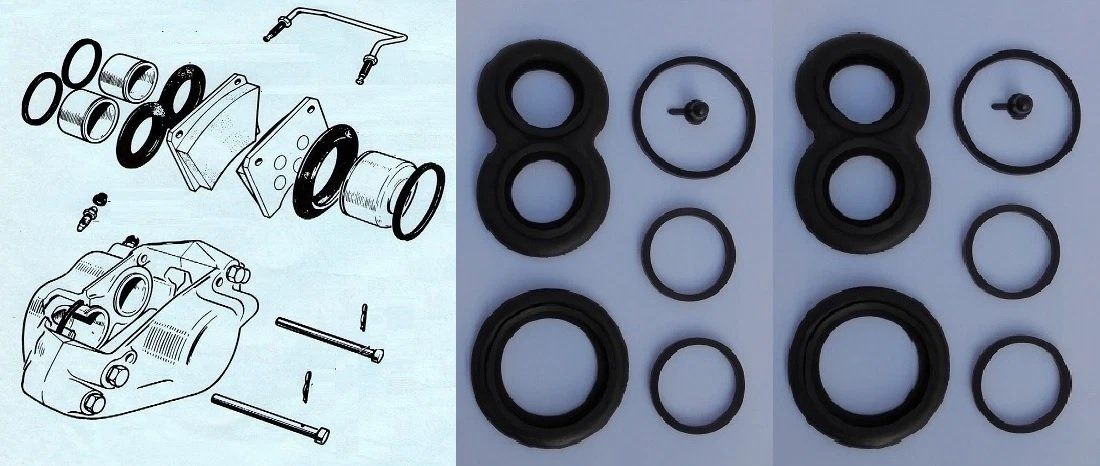 FRONT BRAKE CALIPER REPAIR SEALS KITS x2 (Simca 1500) (** Not 1501**) (1963- Feb 65)