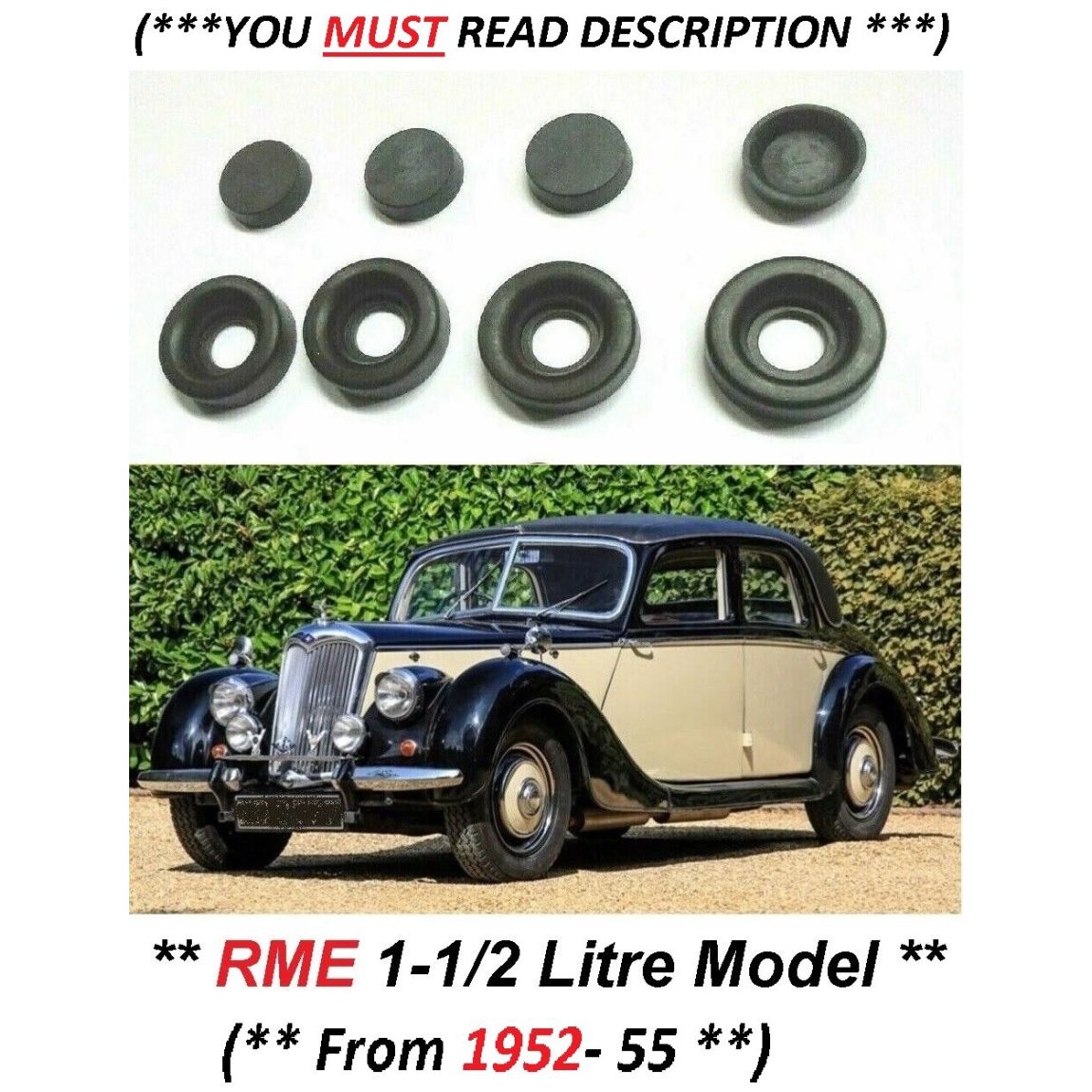FRONT BRAKE WHEEL CYLINDER REPAIR SEALS KITS x4 (Riley RME 1-1/2 Litre) (**From 1952- 55**)