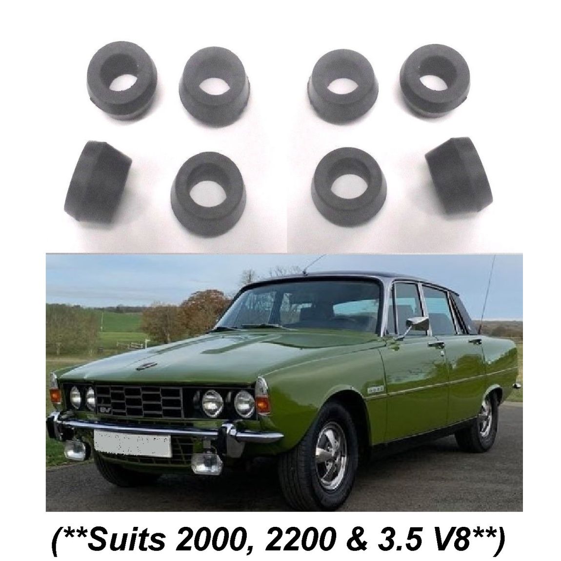 FRONT (UPPER & LOWER) DAMPER BUSHES x4 (Rover P6) (2000, 2200 & 3.5 V8) (1963- 77)