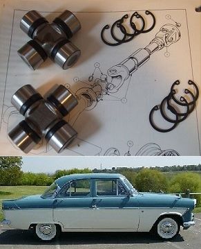 UNIVERSAL JOINTS x2 (Ford Zephyr Zodiac Consul Mk2) (1956- 62)