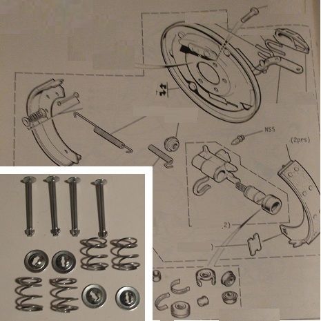 REAR BRAKE SHOE FITTING KIT (Ford Capri Mk1) (2600, 3000 E, GT, GXL, 3.1RS) (1969- 74) 