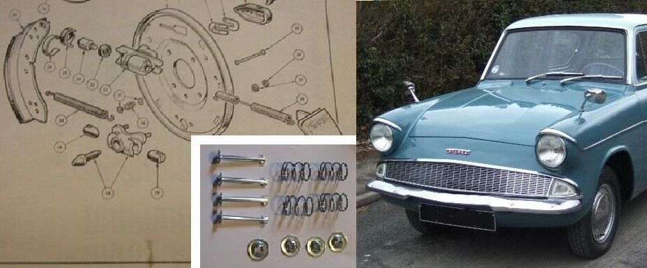 FRONT or REAR BRAKE SHOE FITTING KIT (Ford Anglia 105e) (1959- 68) 