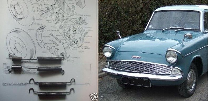 REAR BRAKE SHOE SPRINGS x4 (Anglia 105e) (1959- 68) 