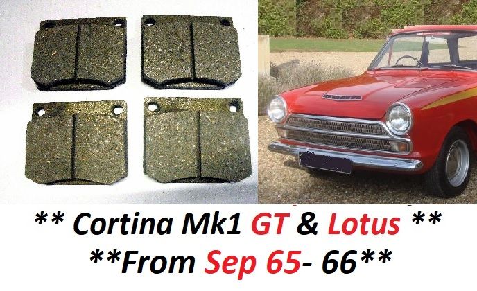 FRONT BRAKE PADS SET (Ford Cortina Mk1) (**Lotus & GT Only**) (**From Sep 65- 66**) 