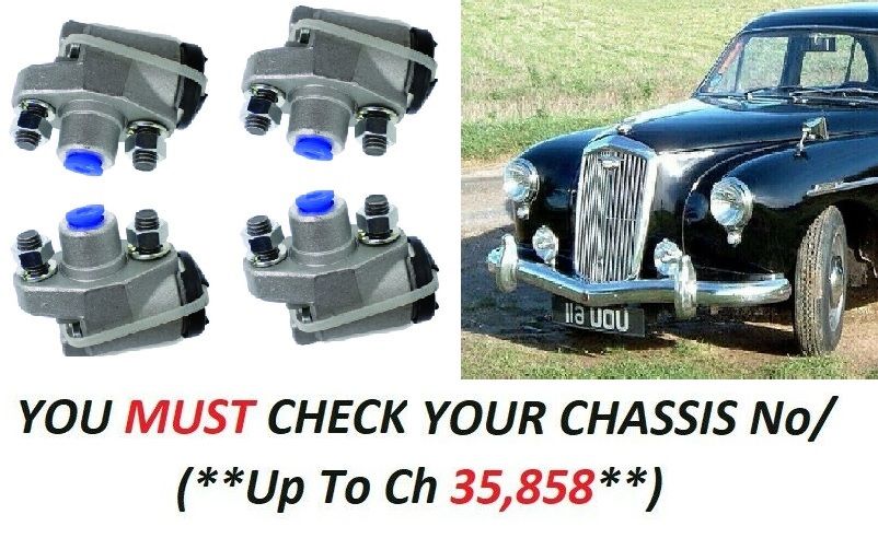 FRONT BRAKE WHEEL CYLINDERS x4 (Wolseley 15/50 Saloon) (** 1956- Ch. 35,858 Only **) (Early Type)