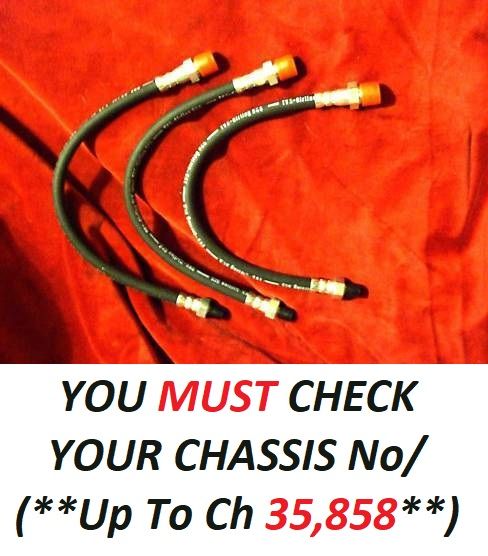 FRONT & REAR BRAKE HOSES x3 (Wolseley 15/50 Saloon) (** 1956- Ch. 35,858 Only **) (Early Type)   