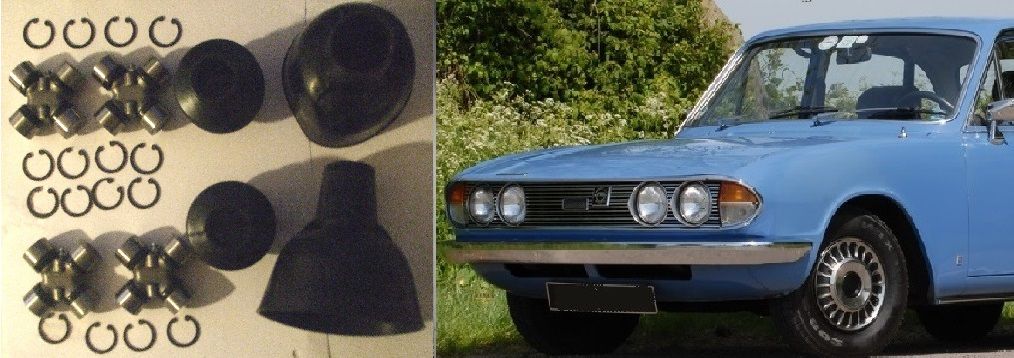 REAR AXLE UNIVERSAL JOINTS (x4) & GAITERS (x4) KIT (Triumph 2000 & 2.5) (1963- 77)