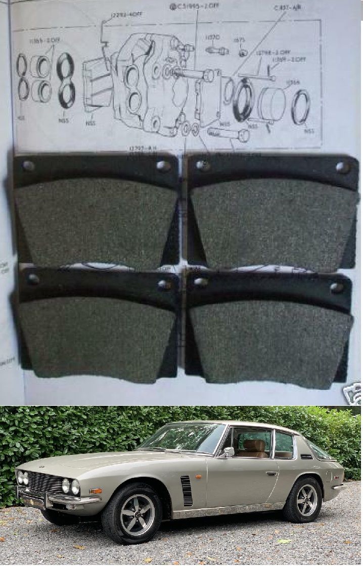 FRONT BRAKE PADS SET (Jensen Interceptor & FF) (Mk1 Late, Mk2 & Mk3) (**From Jun 68- 76**)   