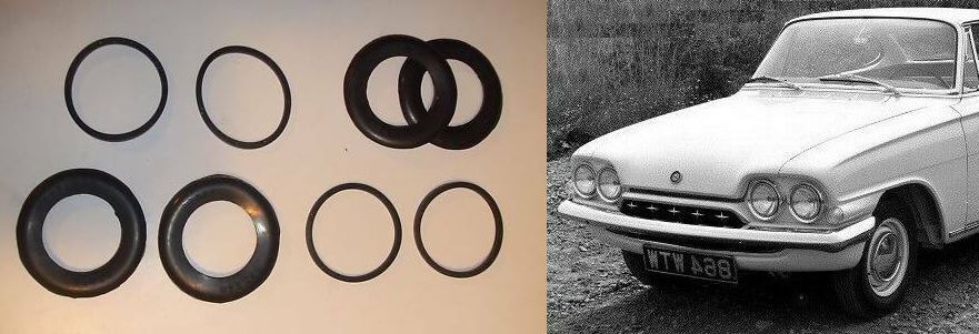 FRONT BRAKE CALIPER REPAIR SEALS KITS x2 (Ford Consul Classic Capri) (109e & 116e) (1961- 64)