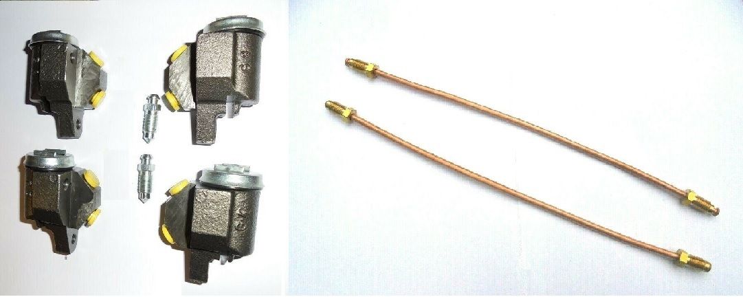  FRONT BRAKE WHEEL CYLINDERS (x4) & LINK PIPES (x2) (Austin Healey Frogeye Sprite) (1958- 61) 