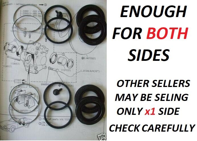 REAR BRAKE CALIPER REPAIR SEALS KITS x2 (Jaguar E Type) (Ser. 2 & 3) (1968- 74)