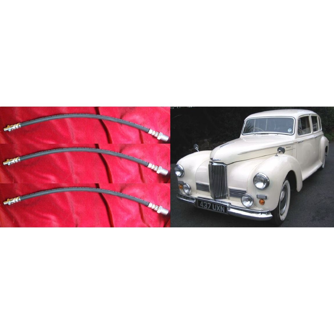 FRONT & REAR BRAKE HOSES x3 (Humber Pullman & Imperial) (1946- 54) 