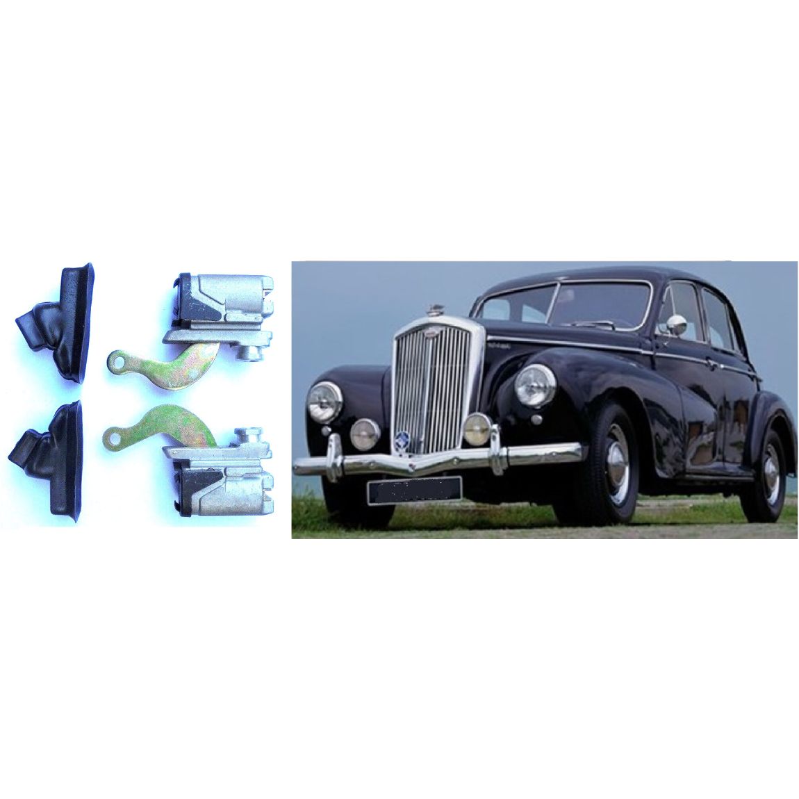 REAR BRAKE WHEEL CYLINDERS & GAITERS x2 (Wolseley 6/80) (1948- 54) 