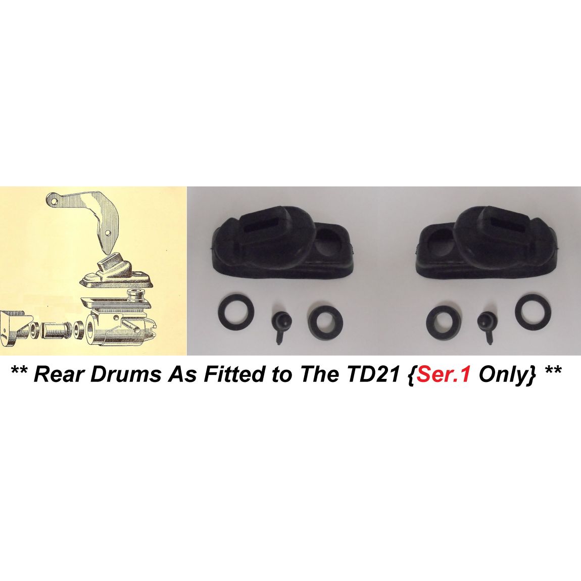 REAR BRAKE WHEEL CYLINDER REPAIR SEALS KITS x2 (Alvis TD21) {**Ser.1 Only**} (**1958- Apr 62 Only **) 