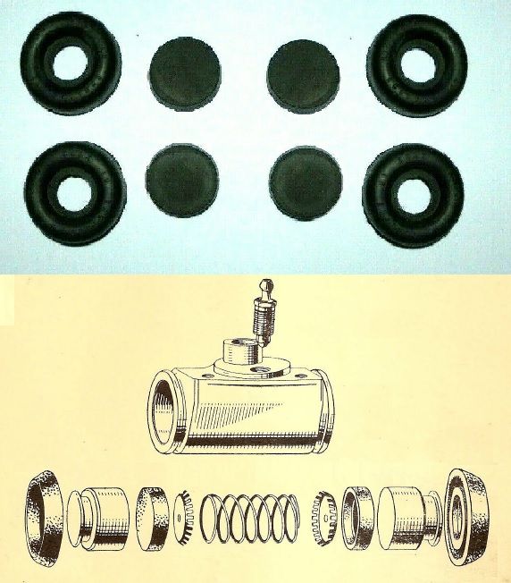 FRONT BRAKE WHEEL CYLINDER SEALS REPAIR KIT x2 (Morris Ten, 10 Ser. M, 10M) (Ser.2,3,M) (From 1935- 48) 