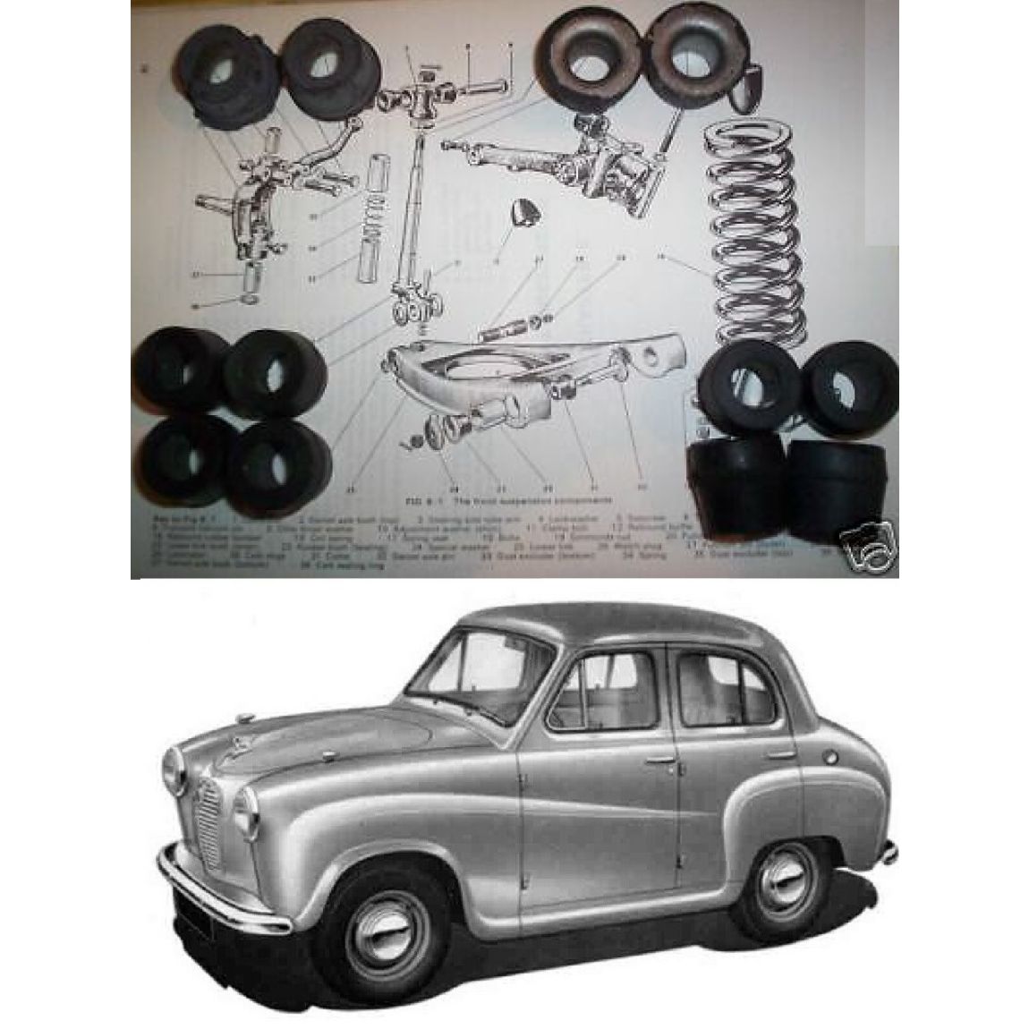 FRONT SUSPENSION BUSH KIT x12 (Austin A30 & A35) (1952- 68)  